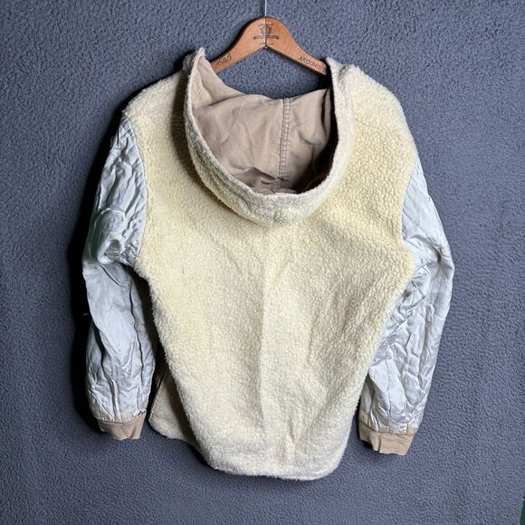 VINTAGE Grais Outerwear Sherpa Lined Anorak Brown Jacket Mens Medium Lace Up - Picture 7 of 12